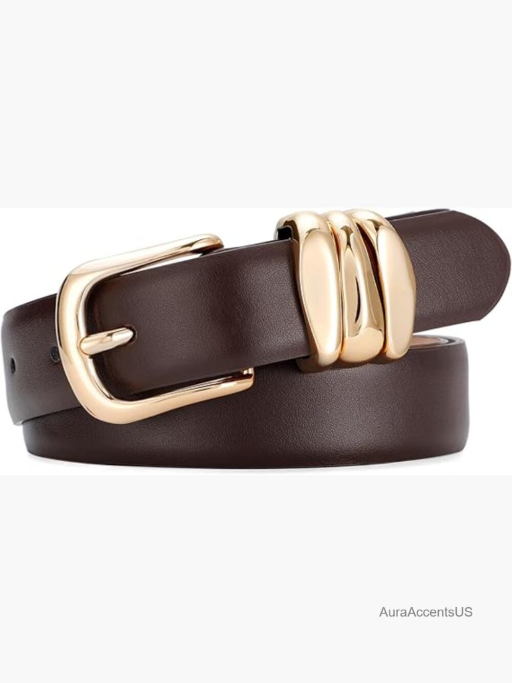 Women's Belt with Triple Gold Keeper Loops Fashion Waist Belt